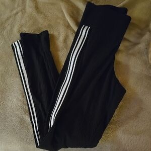 Womens Black and White Striped Bottoms
